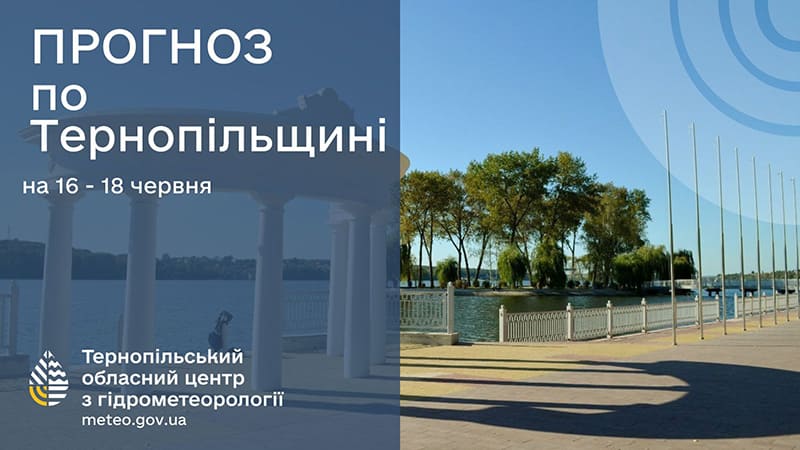 До 28° тепла: прогноз погоди у Тернополі на 16 червня