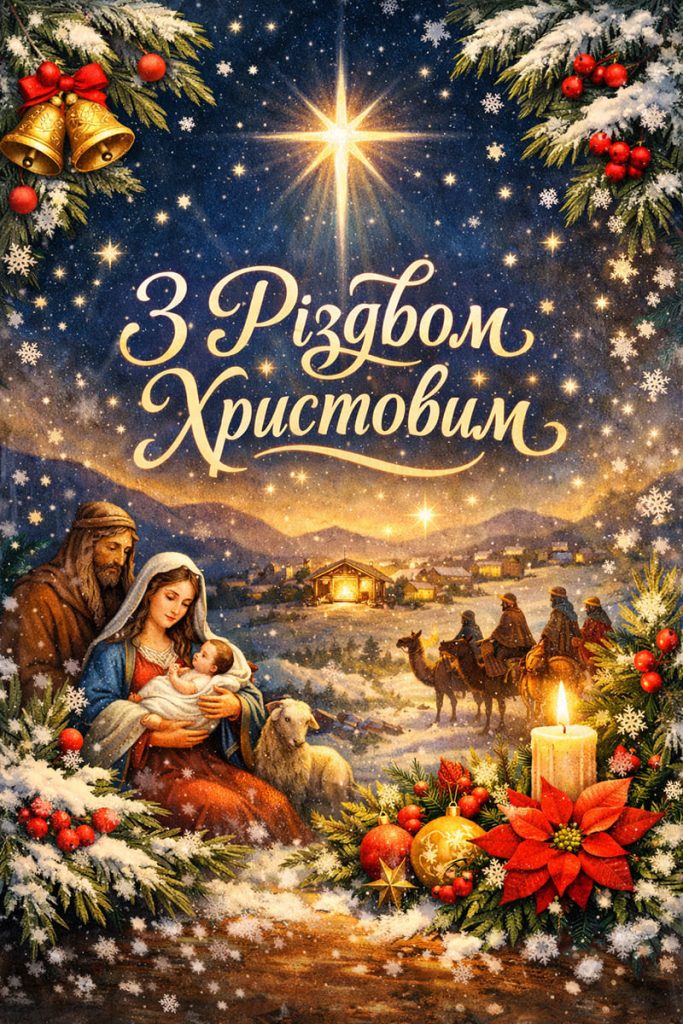 привітання з Різдвом, листівка