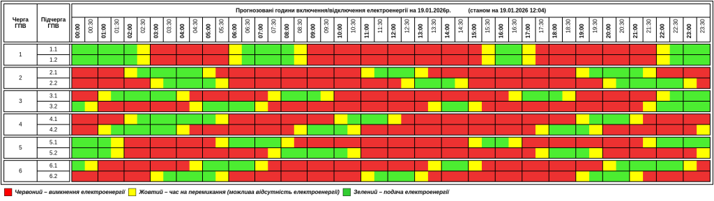 Оновлений графік відключення світла на Тернопільщині на 19 січня