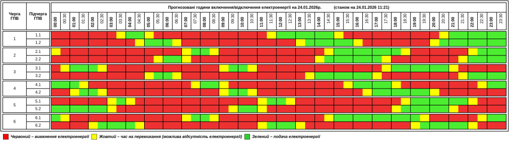 Оновлений графік відключення світла на Тернопільщині на 24 січня